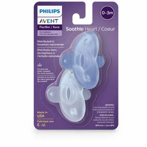 PHILIPS AVENT SOOTHIE HEART PACIFIER, 0-3 MONTHS, 2 PACK . BLUE PACIFIER AVENT