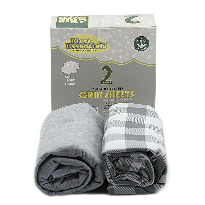 2PK CRIB SHEET DARK GREY