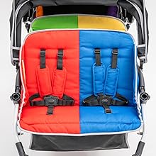 FAMILIDOO H6E 6 SEAT BABY STROLLER- DOUBLE CANOPY - DAYCARE STROLLERS WITH 5 POINT SAFETY HARNESS