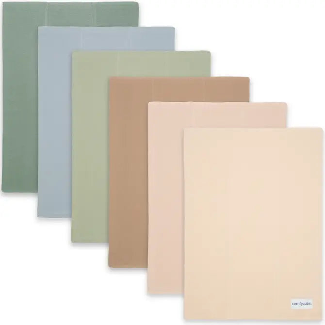 Cotton Burp Cloths by Comfy Cubs - Multi 6 Pack Cotton Burp Cloths Comfy Cubs