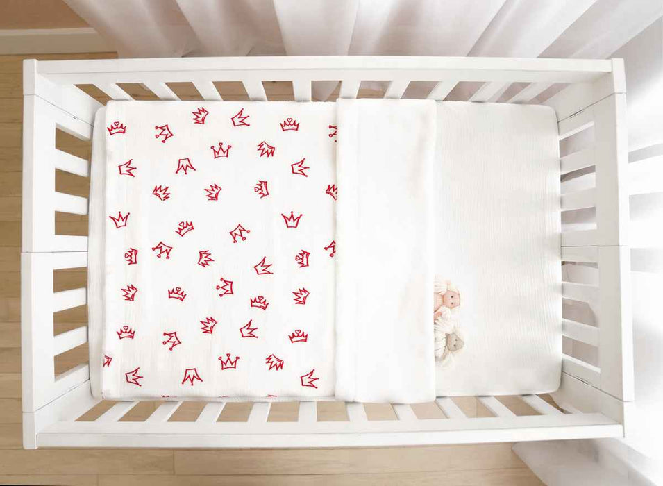 HIBERNATE BABY - PORTABLE MINI-CRIB SET (24"X38") . CROWN - RED CRIB SET HIBERNATE BABY