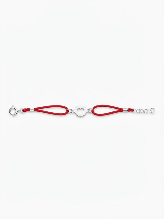 RED STRING BRACELET W/SILVER HEART ACCESORIE STERLING SILVER