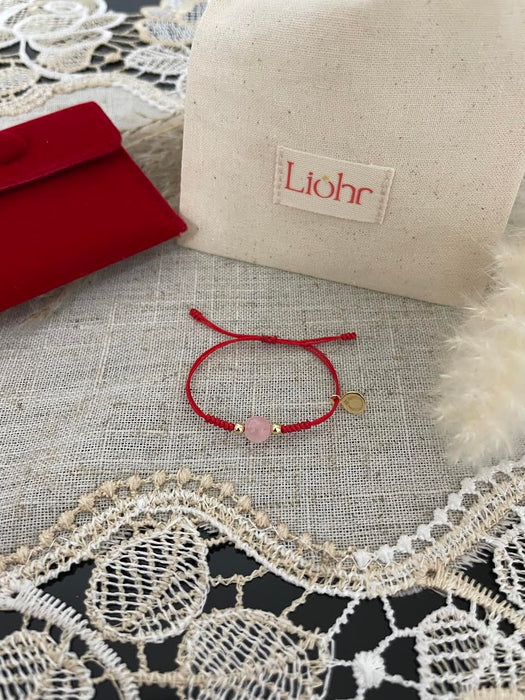 LIOHR BABY BRACELET MEANINGFUL TRADITION. HANDMADE WITH RED THREAD . PINK JADE BRACELET LIOHR