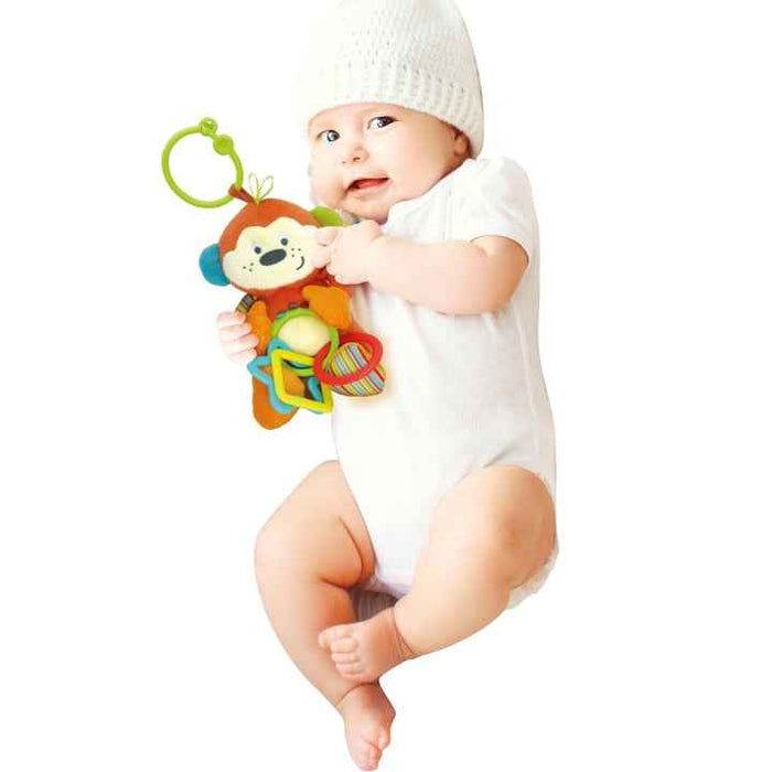 WINFUN CHEEKY CHIMP RATTLE WITH RINGS RATTLES WINFUN