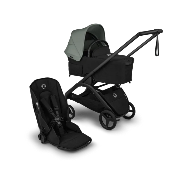 BUGABOO DRAGONFLY PLUS 2-IN-1 SEAT & BASSINET STROLLER . BLACK FOREST GREEN FULL-SIZE STROLLER BUGABOO