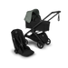 BUGABOO DRAGONFLY PLUS 2-IN-1 SEAT & BASSINET STROLLER . BLACK FOREST GREEN FULL-SIZE STROLLER BUGABOO