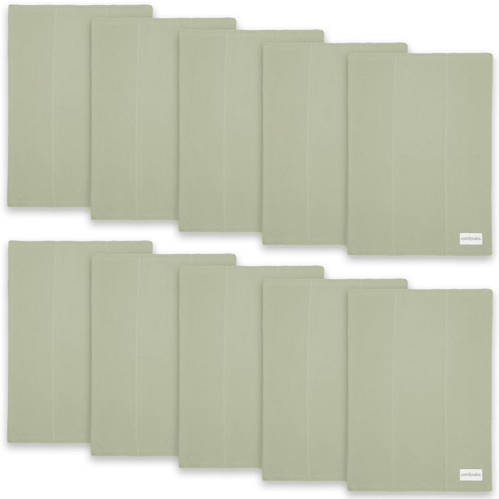 Cotton Burp Cloths by Comfy Cubs - Sage 10 Pack Cotton Burp Cloths Comfy Cubs