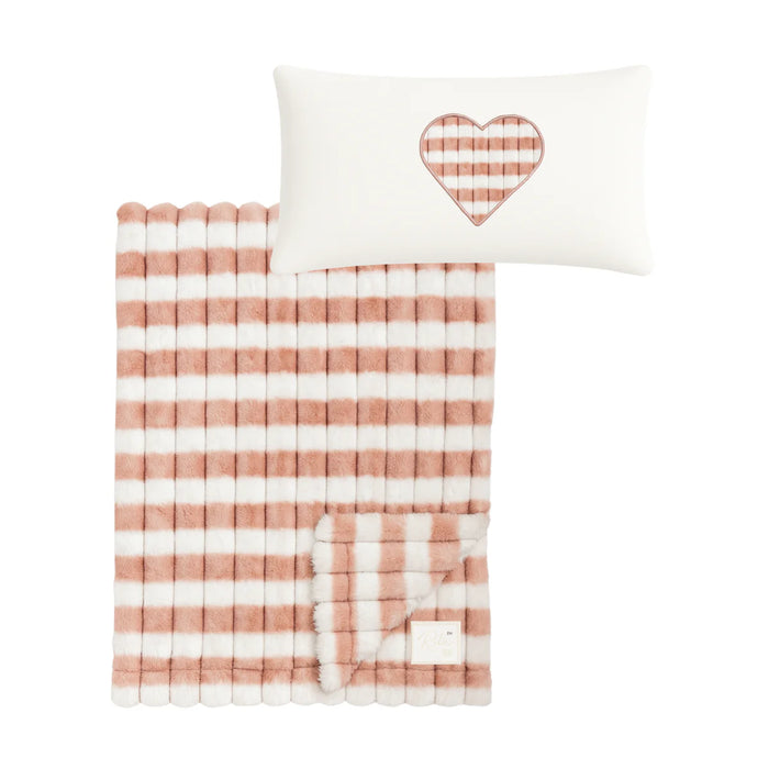RITZ BABY FUZZY BLANKET HORIZONTAL STRIPY . MAUVE BLANKETS RITZ