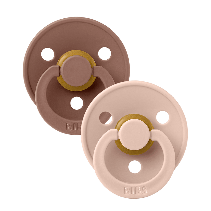BIBS PACIFIER COLOUR 2 PACK - ROUND / NATURAL RUBBER LATEX WOODCHUCK BLUSH PACIFIER BIBS