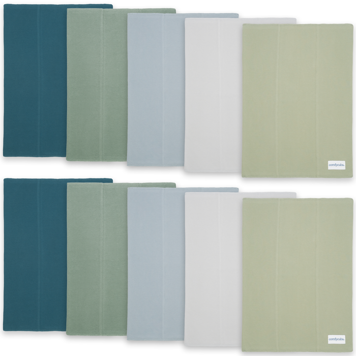 Cotton Burp Cloths by Comfy Cubs - Multi-Boy 10 Pack Cotton Burp Cloths Comfy Cubs