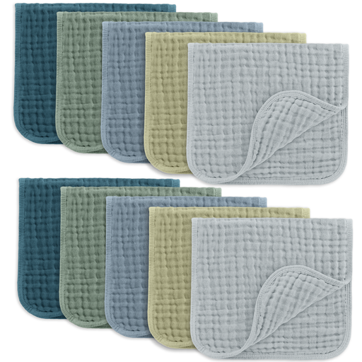 Muslin Burp Cloths by Comfy Cubs - Multi Boy 10 Pack Muslin Burp Cloths Comfy Cubs