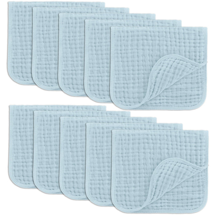 Muslin Burp Cloths by Comfy Cubs - Sky Blue 10 Pack Muslin Burp Cloths Comfy Cubs