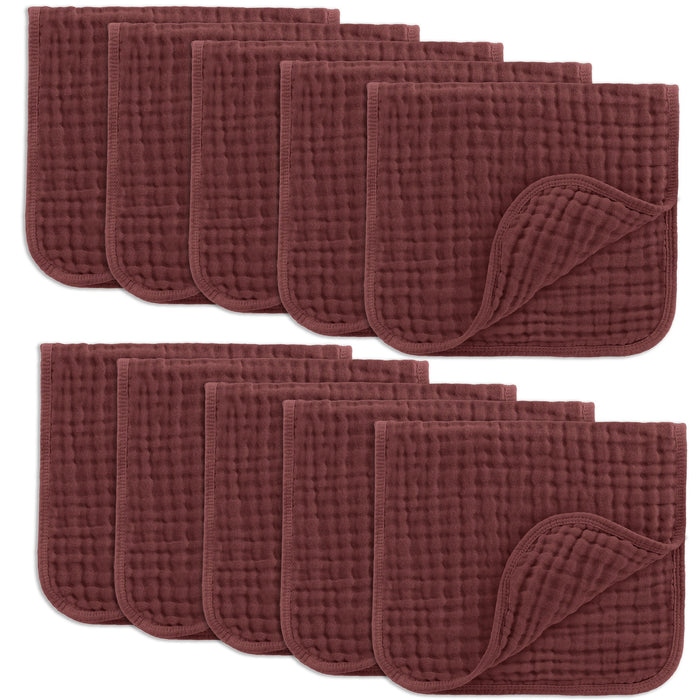 Muslin Burp Cloths by Comfy Cubs - Wine 10 Pack Muslin Burp Cloths Comfy Cubs
