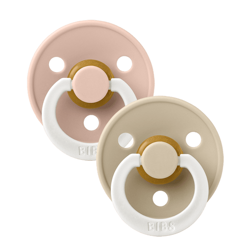 BIBS PACIFIER COLOUR 2 PACK - ROUND / NATURAL RUBBER LATEX BLUSH GLOW VANILLA PACIFIER BIBS
