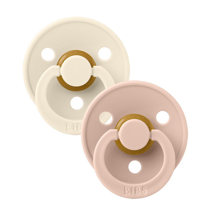 BIBS PACIFIER COLOUR 2 PACK - ROUND / NATURAL RUBBER LATEX IVORY BLUSH PACIFIER BIBS