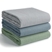 Muslin Swaddle Blankets, 42” x 42” in Heather Blue, Pacific Blue, Fern, Pack of 3 Swaddles Comfy Cubs
