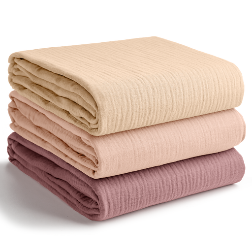 Muslin Swaddle Blankets, 42” x 42” in Cream, Blush, Mauve, Pack of 3 Swaddles Comfy Cubs