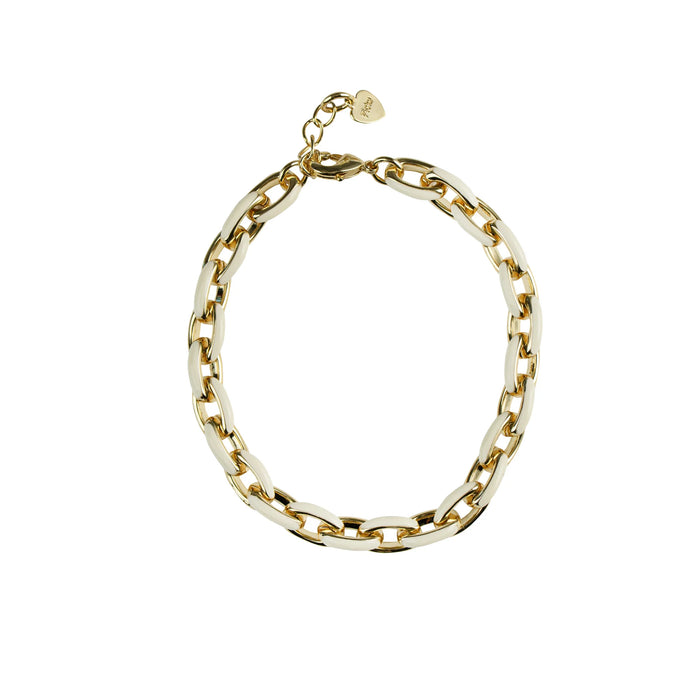 PICKY OFFWHITE AND GOLD PLATED LINK BRACELET