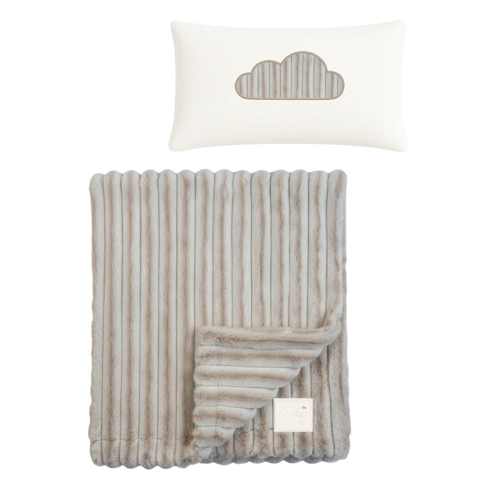 RITZ BABY FUZZY BLANKET SHADED STRIPY . BEIGE BLANKETS RITZ