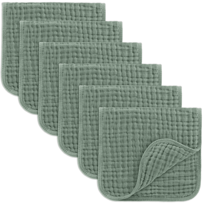 Muslin Burp Cloths by Comfy Cubs - Fern 6 Pack Muslin Burp Cloths Comfy Cubs