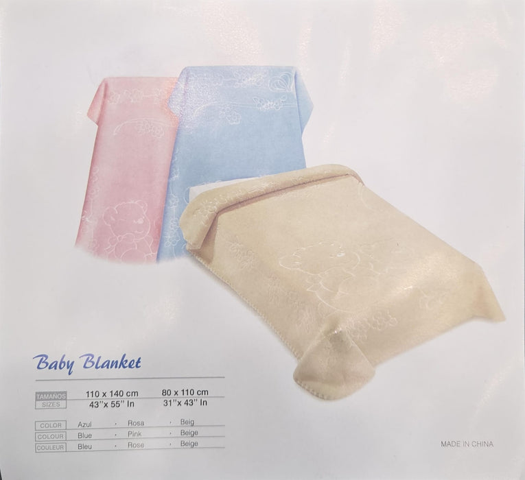 FIRST ESSENTIALS CRIB BABY ENGRAVED BEAR BLANKET (43"- 55") BLANKETS FIRST ESSENTIALS