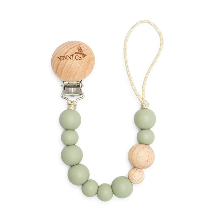 NINNI CO. PACIFIER CLIP . OLIVE GREEN PACI CLIP NINNI CO.