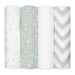Muslin Swaddle Blankets, 4 Pack by Comfy Cubs - Green Swaddles Comfy Cubs