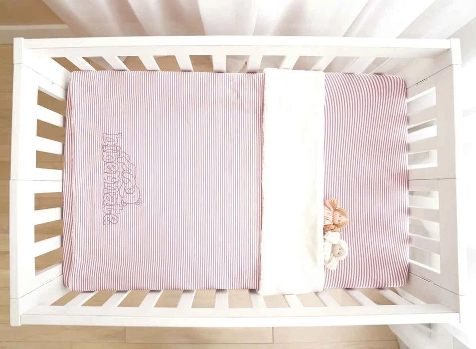 HIBERNATE BABY - PORTABLE MINI-CRIB SET (24"X38") . STRIPED - LILAC CRIB SET HIBERNATE BABY