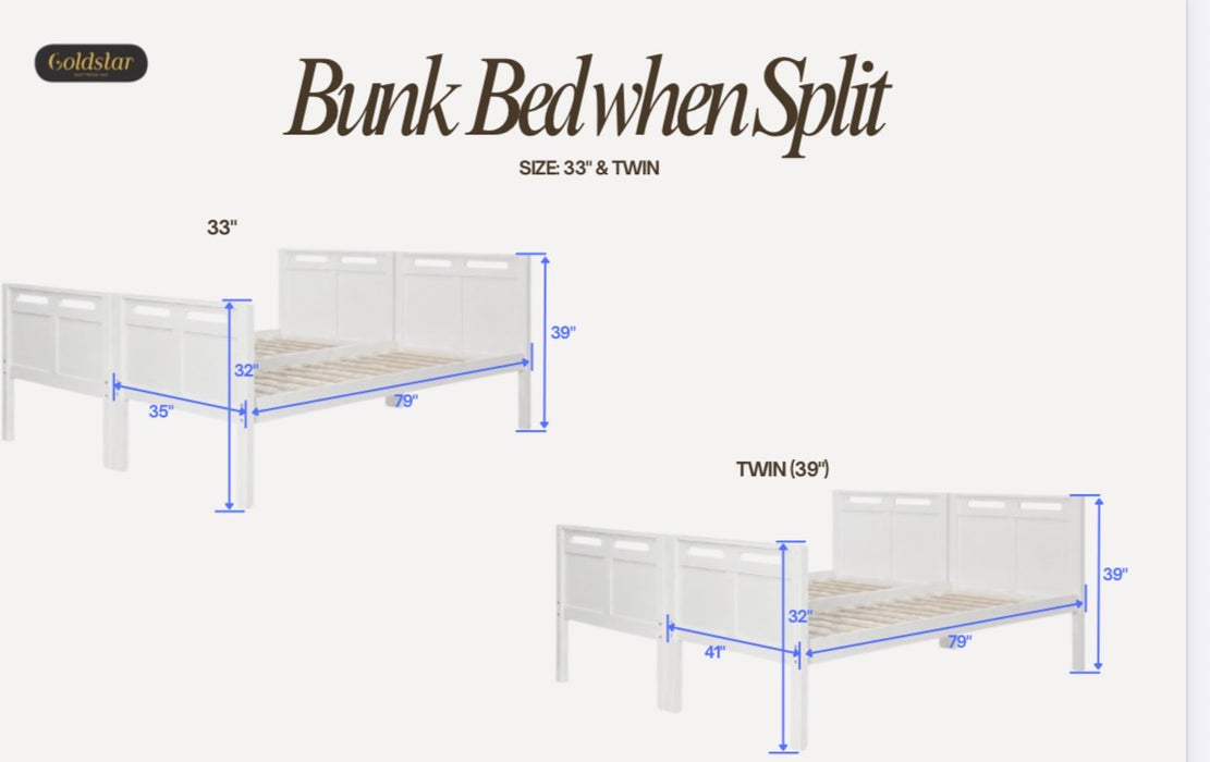 GOLD STAR BUNKBED THAT CAN SPLIT - WHITE