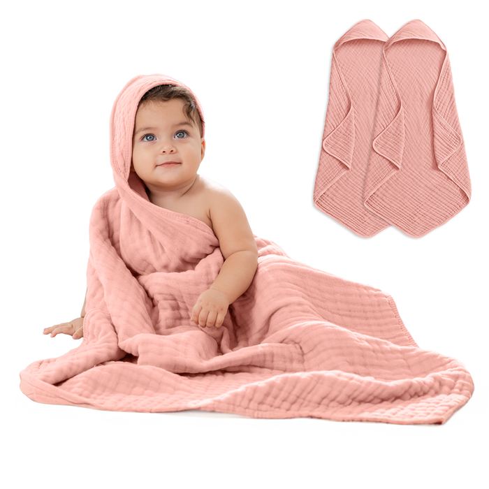Baby Hooded Towels in Bold Blush Pack Of 2 Hooded Towels Comfy Cubs
