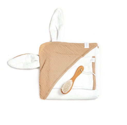 DAISY GIFT FOX BABY`S FIRST SPA SET HOODED TOWEL AND WASH MITTEN