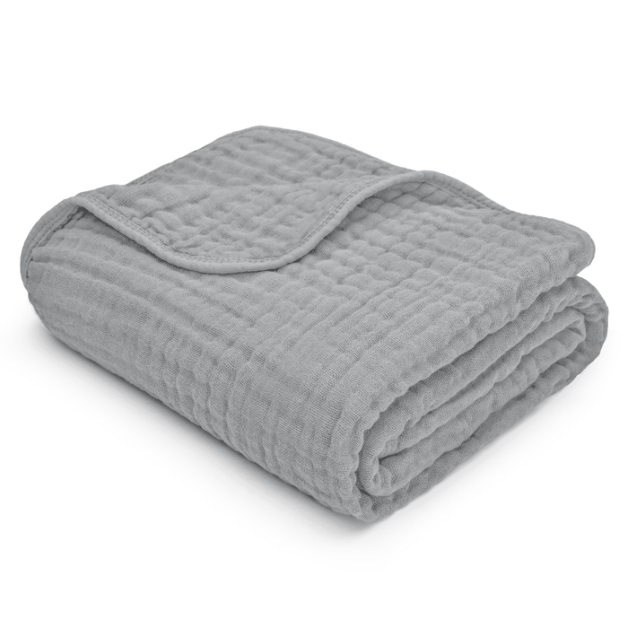 Baby Muslin Blanket in Heather Blue Muslin Comfy Cubs