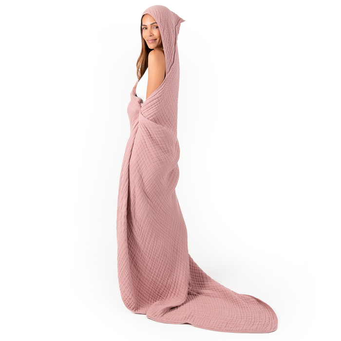 Adult Muslin Hooded Towel by Comfy Cubs Mauve Comfy Cubs