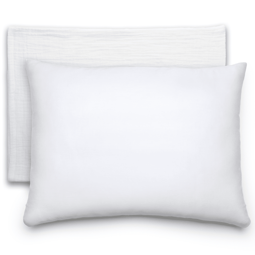 Toddler Pillows with Soft Muslin Pillow Case by Comfy Cubs - White Comfy Cubs