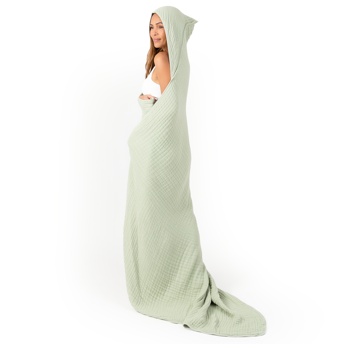 Adult Muslin Hooded Towel by Comfy Cubs Sage Comfy Cubs