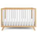 Baby Crib for 0 to 3 Years - White Bars and Natural Wood Frame and Legs Cribs Comfy Cubs