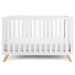 Baby Crib for 0 to 3 Years - White Bars and Frame and Natural Wood Leg Cribs Comfy Cubs