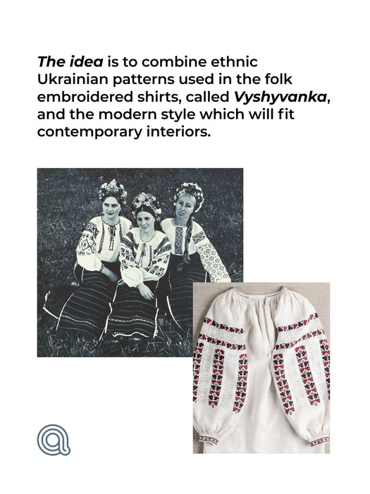 Round Storage Basket in Ukrainian Vyshyvanka Style Decor Anzy Home