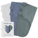 Easy Swaddle Blankets by Comfy Cubs - Stone, Nomadic Blue, Azul, Pack of 3 Swaddles Comfy Cubs