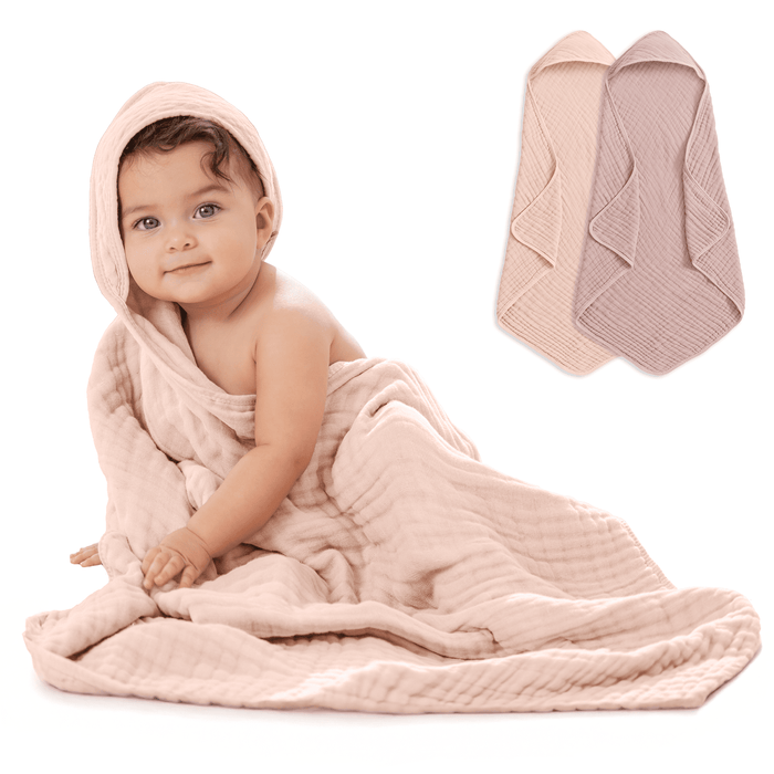Baby Hooded Towels by Comfy Cubs - Mauve & Blush Hooded Towels Comfy Cubs