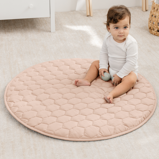 Play Mat with Non-Slip Bottom - Blush Round - 36" Comfy Cubs