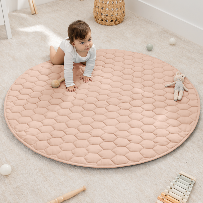 Play Mat with Non-Slip Bottom - Blush Round - 48" Comfy Cubs
