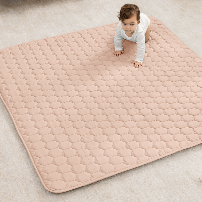 Play Mat with Non-Slip Bottom - Blush Square- 56" x 56" Comfy Cubs