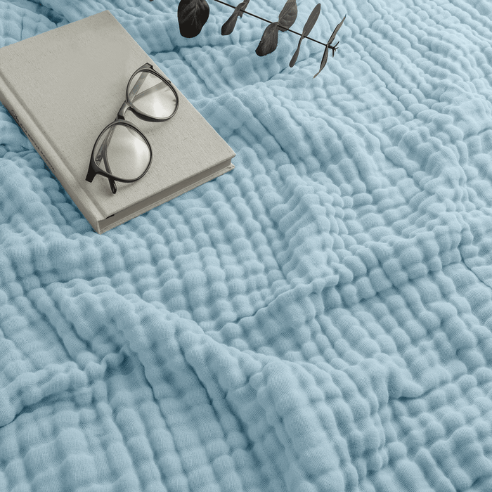 Adult Muslin Blanket by Comfy Cubs in Sky Blue Queen: 90" x 90" Muslin Comfy Cubs