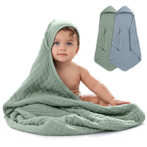 Baby Hooded Towels by Comfy Cubs - Pacific Blue & Fern Hooded Towels Comfy Cubs