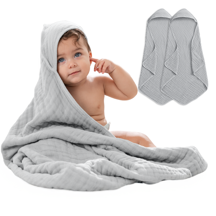 Baby Hooded Towels in Heather Blue Pack Of 2 Hooded Towels Comfy Cubs