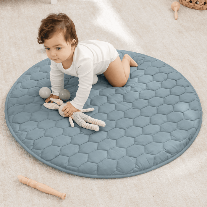 Play Mat with Non-Slip Bottom - Pacific Blue Round - 36" Comfy Cubs