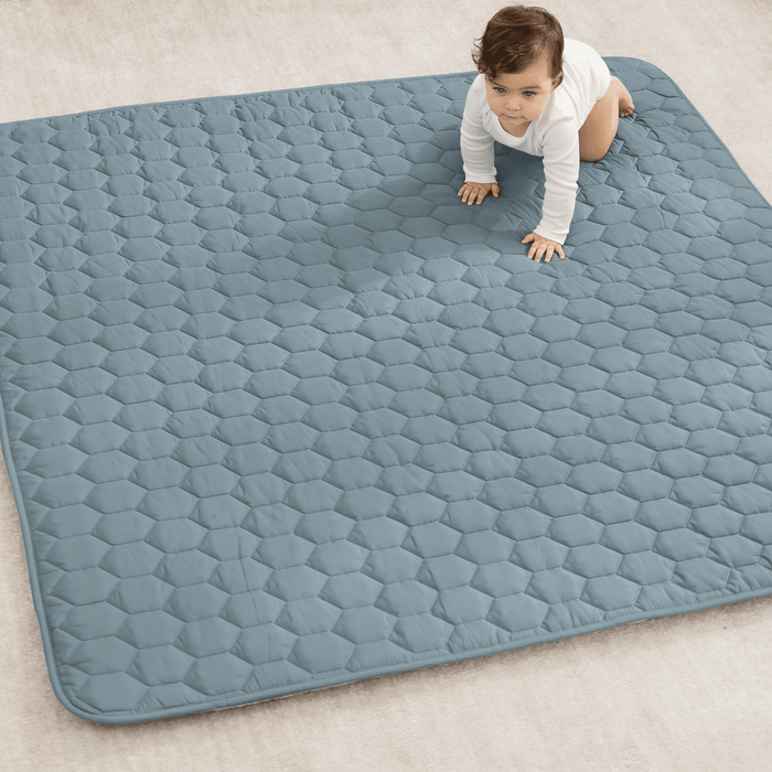 Play Mat with Non-Slip Bottom - Pacific Blue Square- 56" x 56" Comfy Cubs