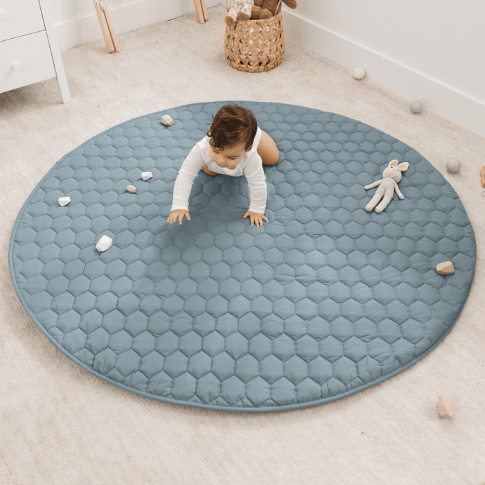 Play Mat with Non-Slip Bottom - Pacific Blue Round - 60" Comfy Cubs