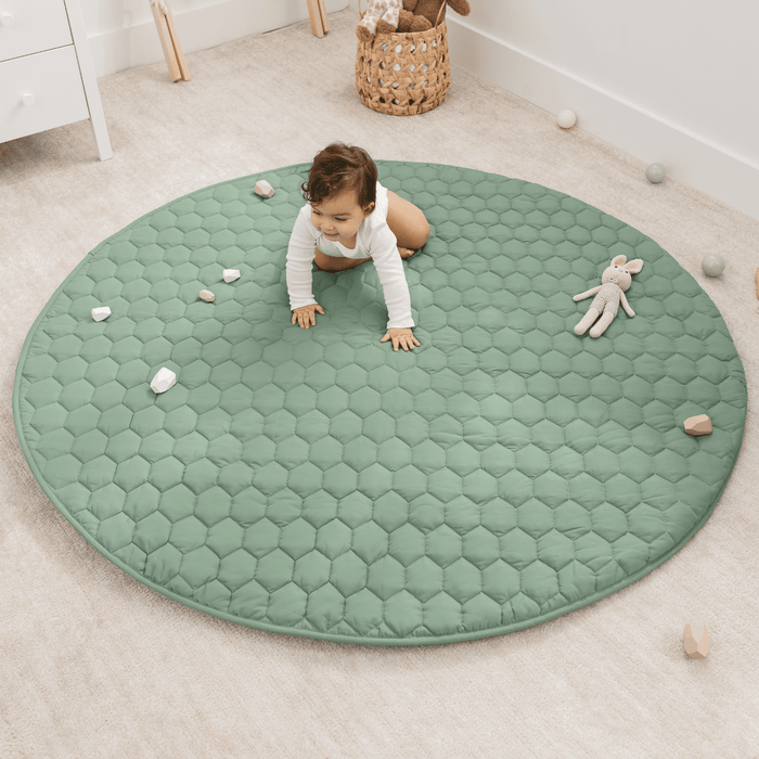 Play Mat with Non-Slip Bottom - Fern Round - 60" Comfy Cubs